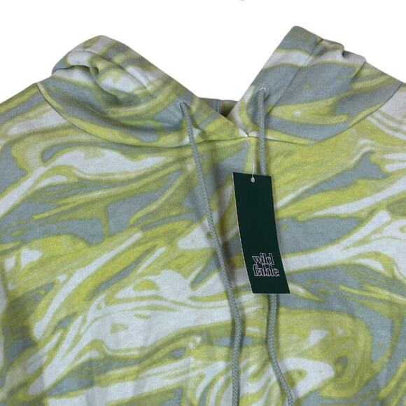 NWT Wild Fable Hoodie Womens M Green Swirl Cotton Cropped Tie Dye Y2K - Picture 3 of 6